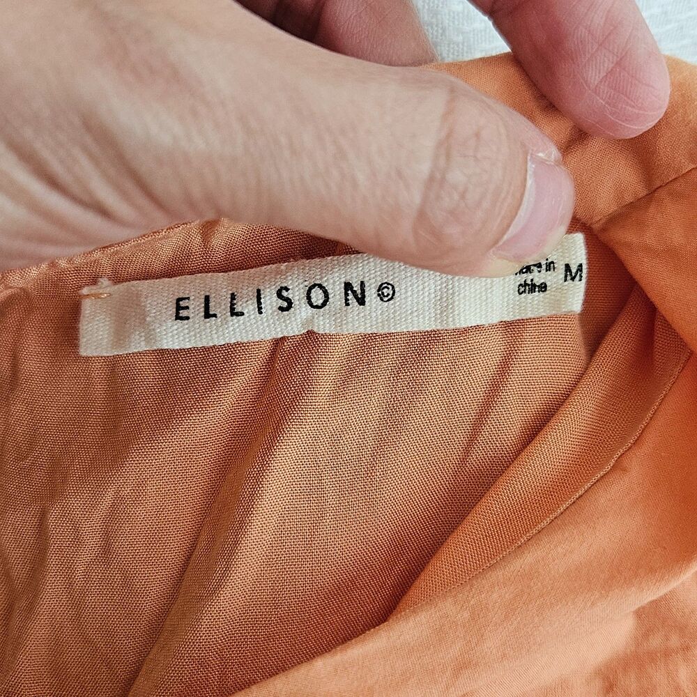 Ellison Orange Eyelet Babydoll Dress with pockets Medium womens - Picture 5 of 11